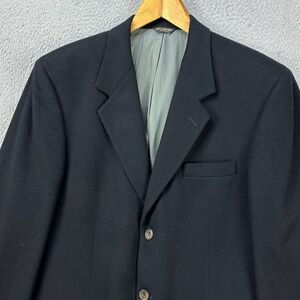 Bill Blass Black Label 100% Cashmere Sport Coat Blazer Mens 42L Black 3 Button